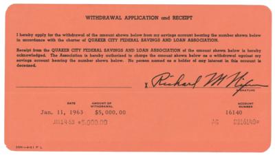 Lot #72 Richard Nixon Document Signed - Image 1