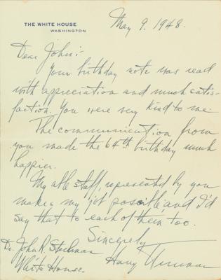 Lot #60 Harry S. Truman Autograph Letter Signed as
