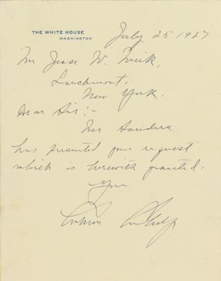 Lot #56 Calvin Coolidge Autograph Letter Signed as