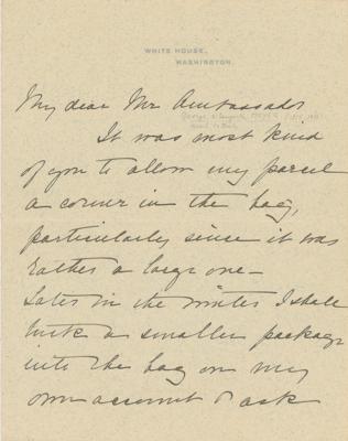 Lot #50 Theodore and Edith Roosevelt (2) Autograph Letters Signed as President and First Lady - Image 1