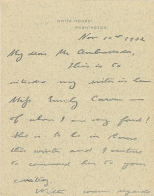 Lot #50 Theodore and Edith Roosevelt (2) Autograph Letters Signed as President and First Lady - Image 3