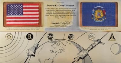 Lot #3220 Deke Slayton's Apollo 11 and Apollo-Soyuz Flown Flag Display - Image 1