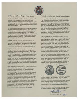 Lot #3377 Dave Scott's Apollo 15 Lunar Landed Flag and Lunar Orbited Metal Robbins Medallion Display - Image 3