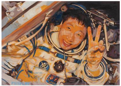 Lot #3676 Soyuz TMA-14/ISS Flown Painting by Jan Fekete: Toyohiro Akiyama