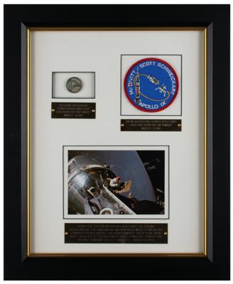 Lot #3163 Apollo 9 Flown Robbins Medallion and Patch Display from the Collection of Dave Scott - Image 1