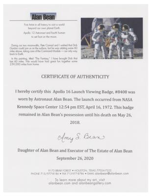 Lot #3417 Alan Bean's Apollo 16 Launch Viewing Badge - Image 3