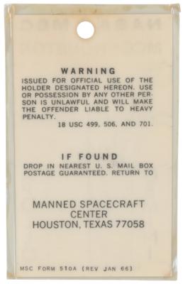 Lot #3066 Alan Bean's Gemini 12 MSC MCC-Houston Badge - Image 2