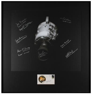 Lot #3307 Apollo 13 Signed Astronaut and Mission Control Display