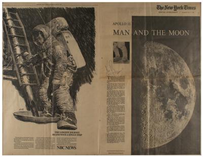 Lot #3216 Neil Armstrong Signed Newspaper