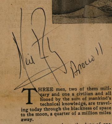 Lot #3216 Neil Armstrong Signed Newspaper - Image 3