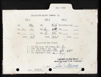 Lot #3442 Gene Cernan's Lunar Flown Apollo 17 EVA 1 Prep 'Rock Manifest' Page - Image 2