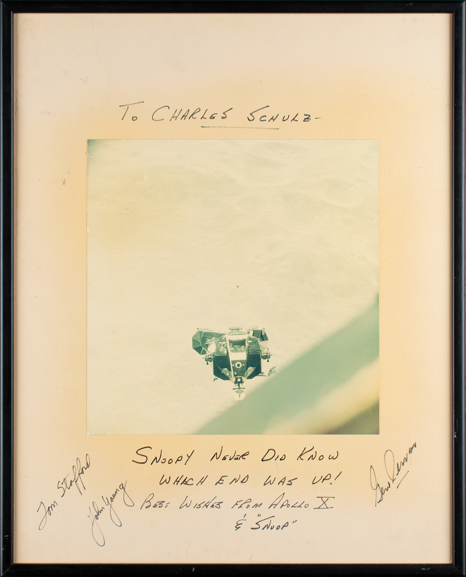 Lot #3172 Apollo 10 Signed Photograph Presented to Charles Schulz