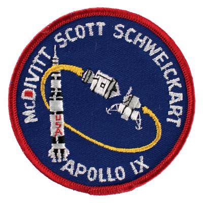 Lot #3165 Jim McDivitt's Apollo 9 Flown Patch with Crew-Signed Certificate