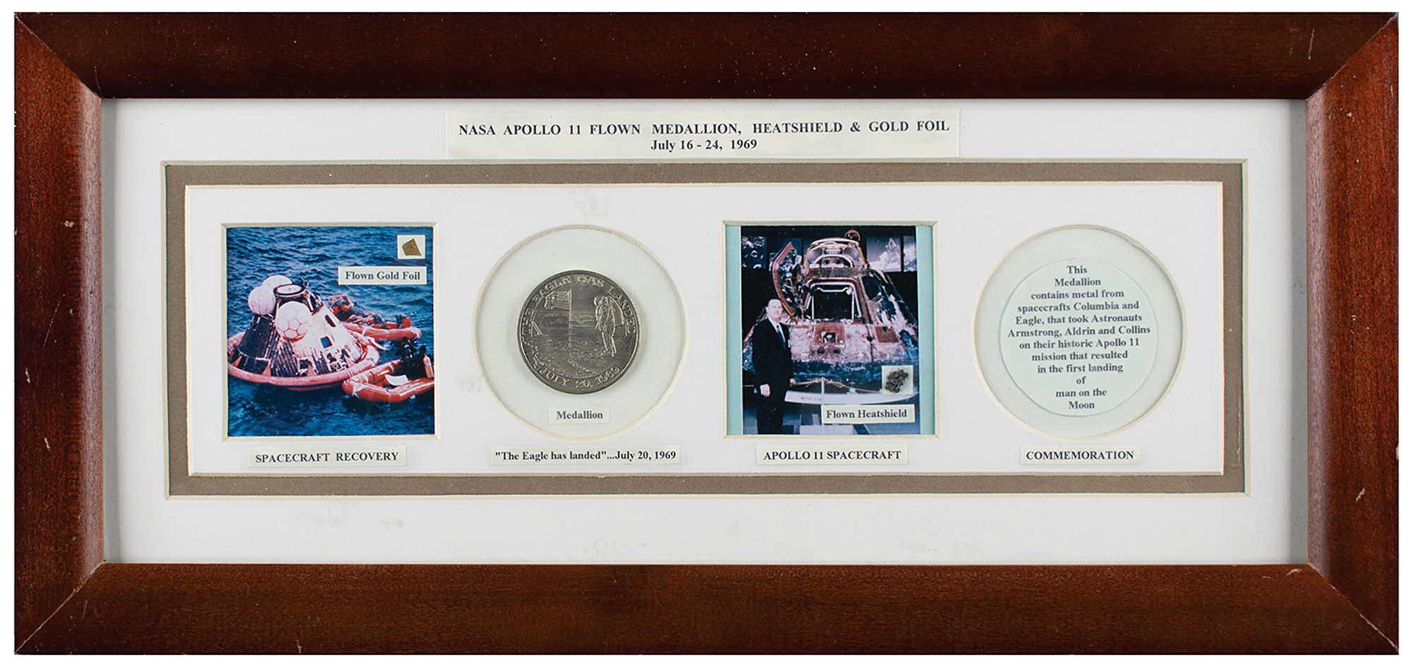 Lot #3209 Apollo 11 Flown Artifact Display