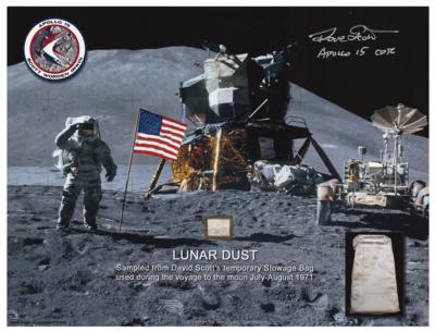 Lot #3373 Apollo 15 Lunar Dust with Certificate Signed by Dave Scott [Attested to as Flown by Florian Noller]