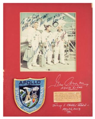 Lot #3177 Apollo 10 Flown Patch and Signed Photograph - Image 1