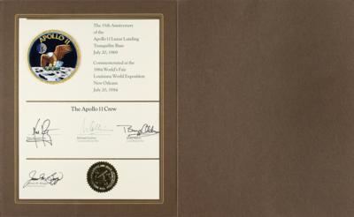 Lot #3205 Apollo 11 Signed 15th Anniversary Certificate - Image 2