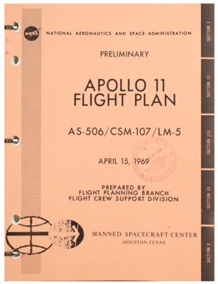 Lot #3208 Apollo 11 Preliminary Flight Plan and (6) NASA Photographs