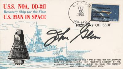 Lot #3032 John Glenn Signed 'Recovery Ship' Cover