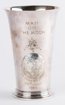 Lot #3218 Apollo 11: Silver Beaker with Case Signed by Michael Collins  - Image 1