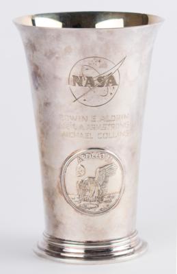 Lot #3218 Apollo 11: Silver Beaker with Case Signed by Michael Collins  - Image 2