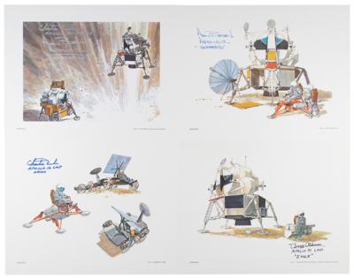 Lot #3472 Apollo Moonwalkers (4) Signed Grumman LM Lithographs
