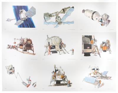 Lot #3472 Apollo Moonwalkers (4) Signed Grumman LM Lithographs - Image 2