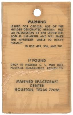 Lot #3239 Apollo 11 Access Badge: Randy Stone - Image 2