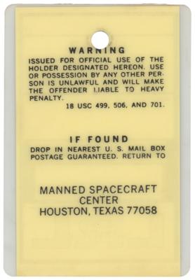 Lot #3351 Apollo 14 Access Badge: Randy Stone - Image 2