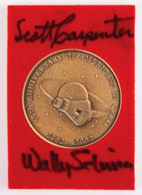 Lot #3002 Scott Carpenter's Mercury 40th Anniversary Medallion Signed by (4) Astronauts