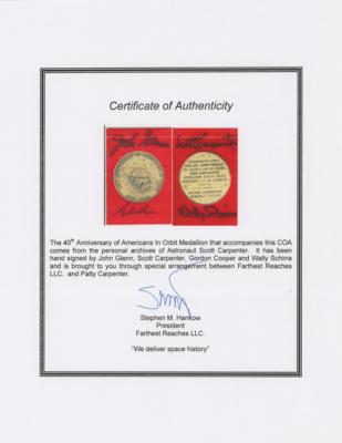 Lot #3002 Scott Carpenter's Mercury 40th Anniversary Medallion Signed by (4) Astronauts - Image 3
