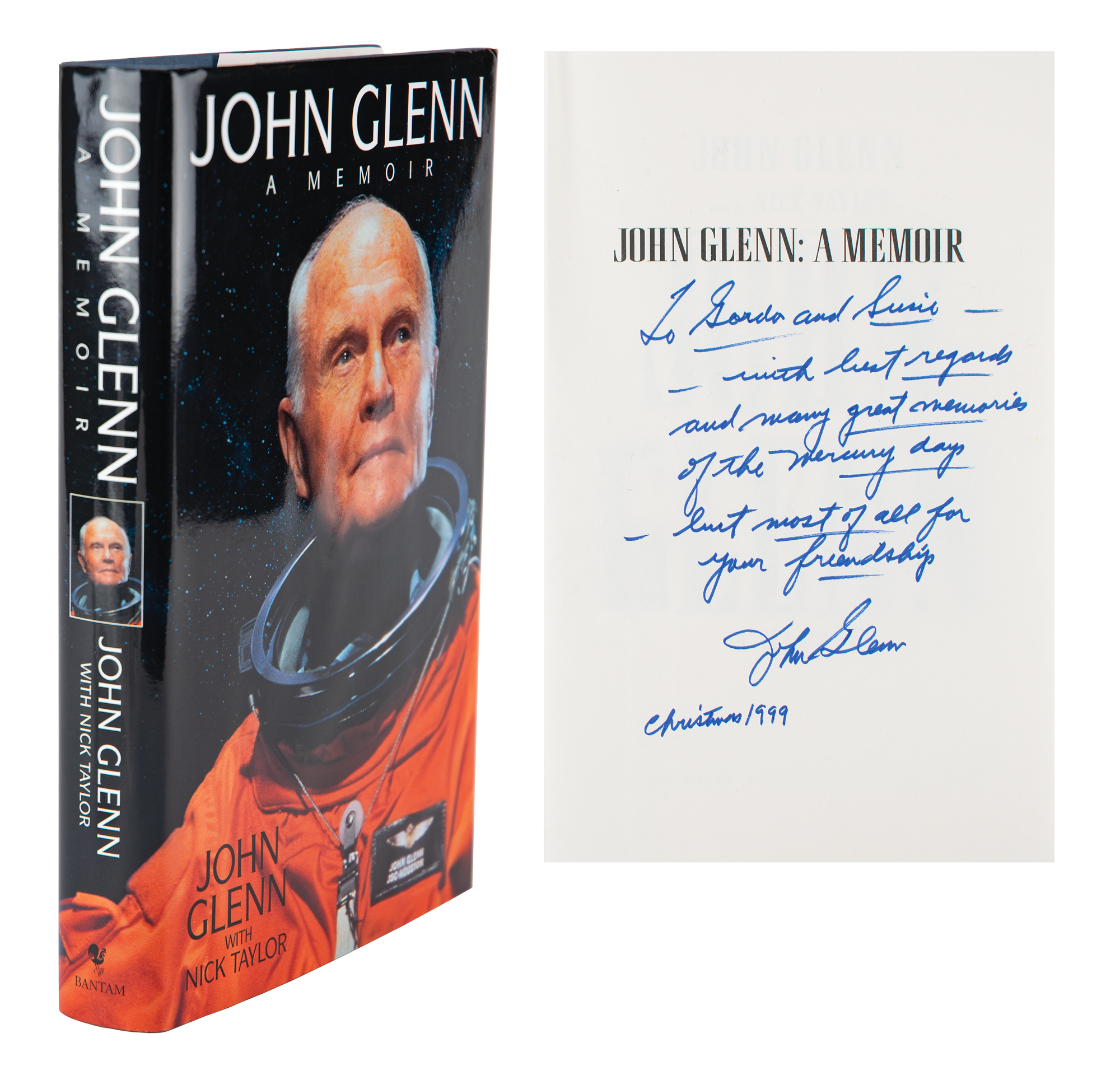Lot #3004 John Glenn Signed Book Inscribed to Gordon Cooper