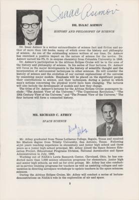 Lot #3217 Neil Armstrong, Scott Carpenter, and Isaac Asimov Multi-Signed Program - Image 3