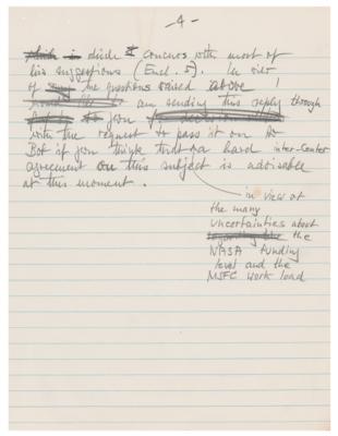 Lot #3494 Wernher von Braun Handwritten Draft Letter - Image 4