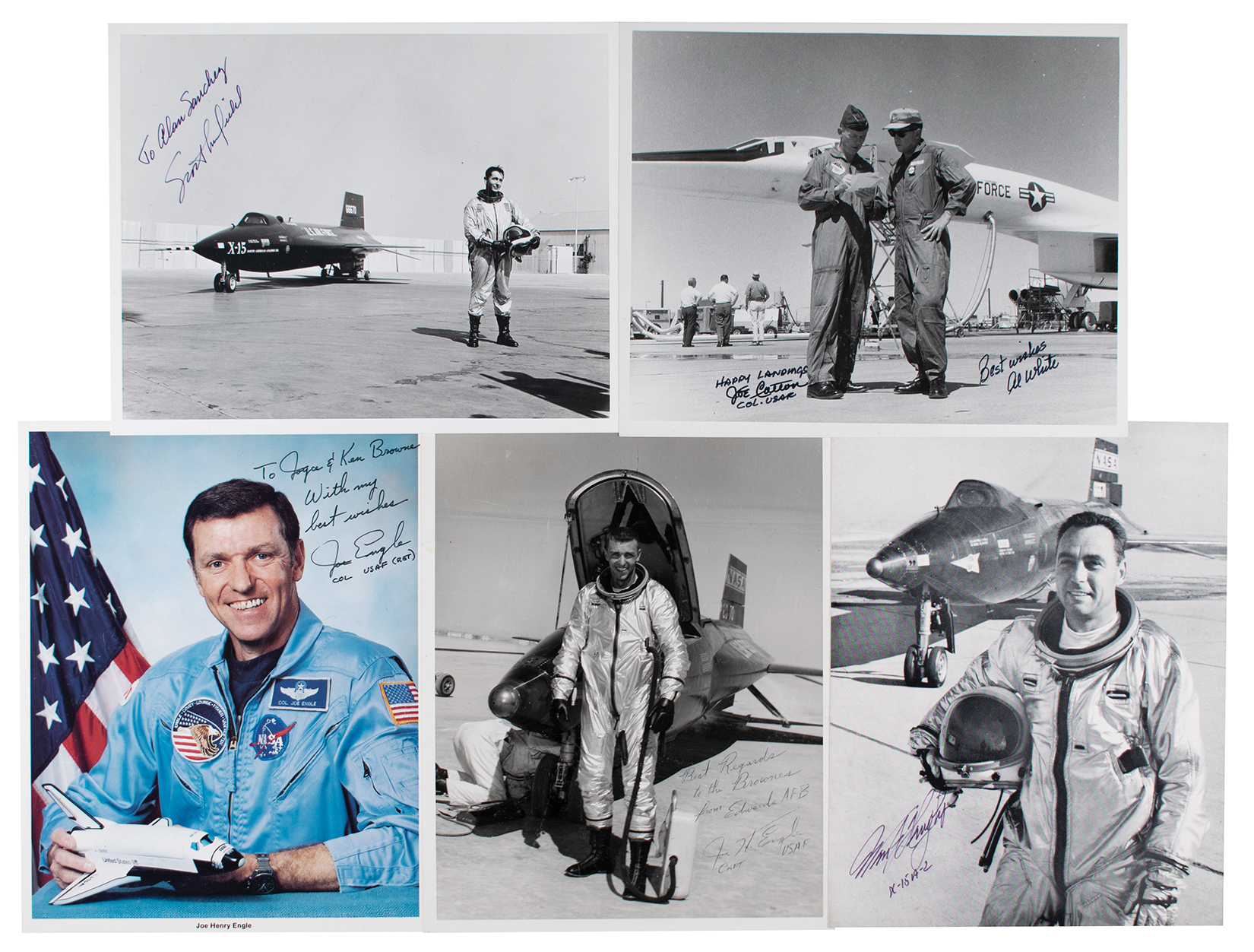 Lot #3636 Test Pilots (5) Signed Photographs
