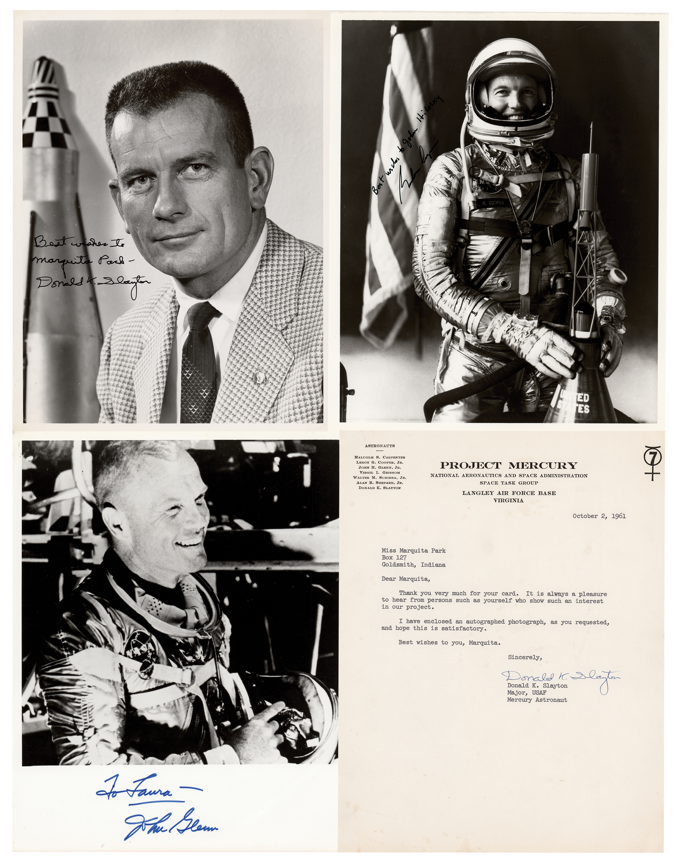 Lot #3049 Mercury Astronauts (4) Signed Items - Image 1