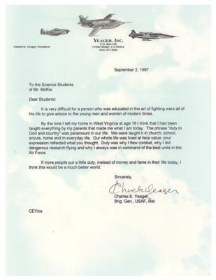 Lot #3712 Chuck Yeager Typed Letter Signed