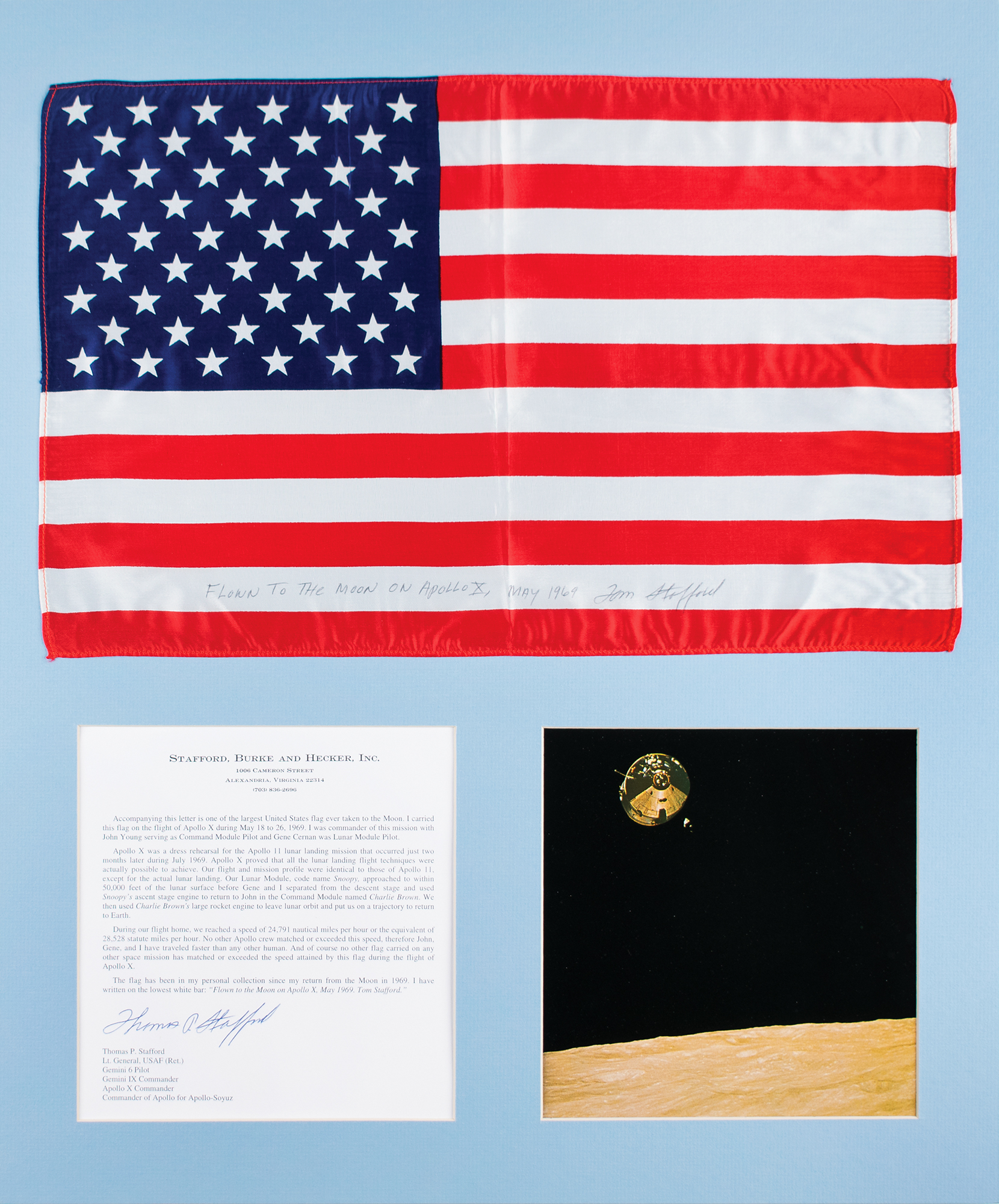 Lot #3179 Tom Stafford's Apollo 10 Flown Oversized Flag