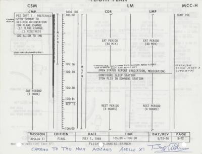 Lot #3199 Buzz Aldrin's Apollo 11 Flown Flight Plan Page - Image 2