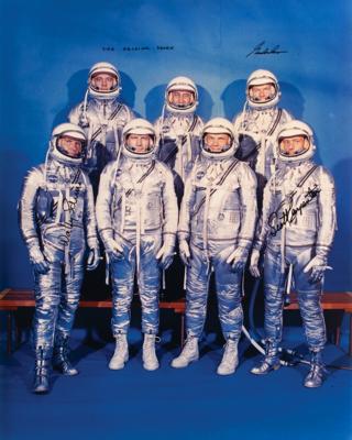 Lot #3007 Mercury Astronauts: Cooper, Carpenter, and Schirra Signed Oversized Photograph - Image 1