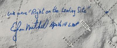 Lot #3349 Edgar Mitchell Signed Apollo 14 Landing Site Chart - Image 2
