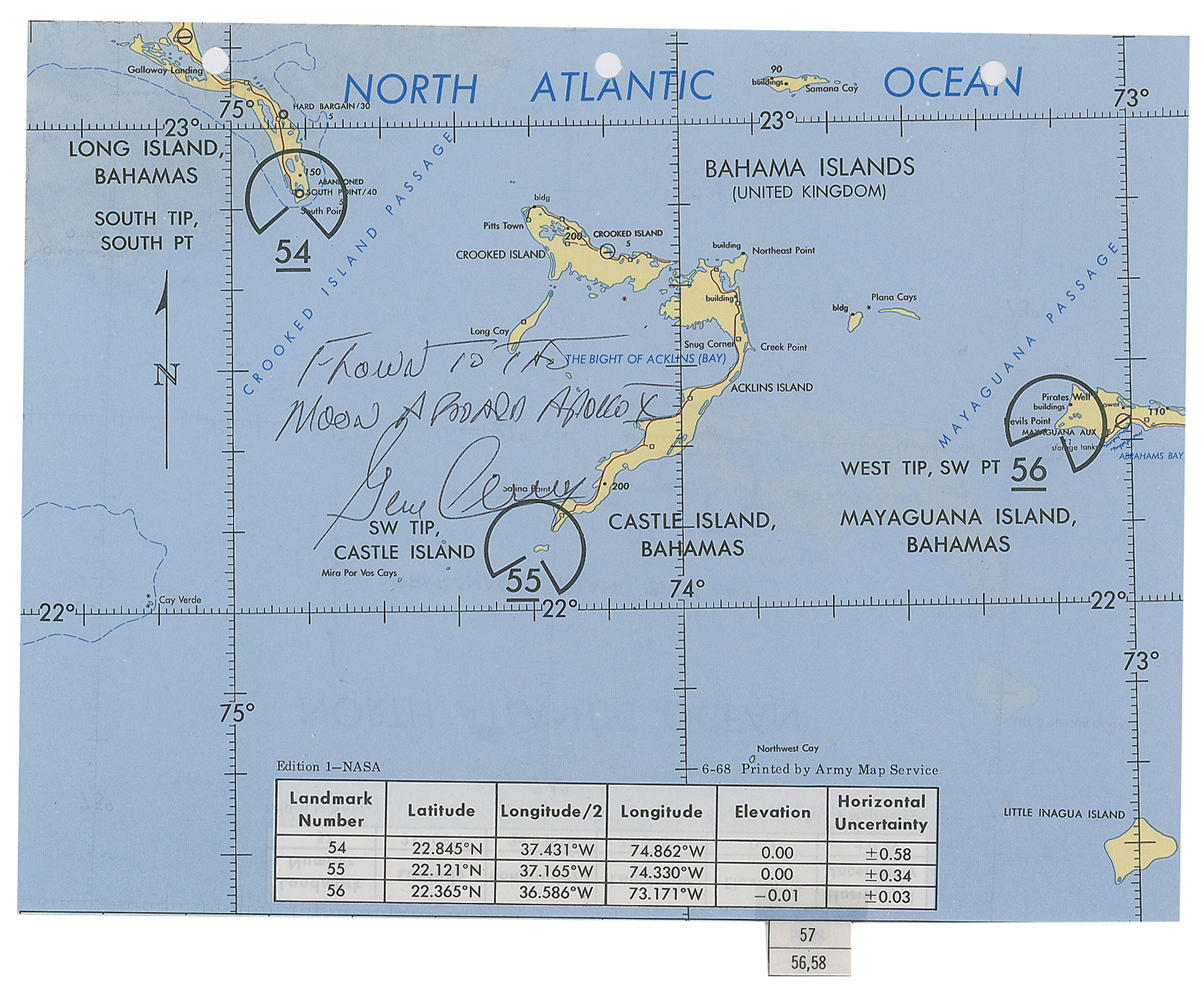 Lot #3176 Apollo 10 Flown Map Signed by Gene Cernan