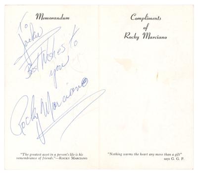 Lot #902 Rocky Marciano Signed Compliments Card - Image 1