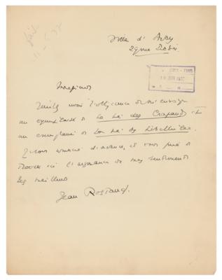Lot #361 Jean Rostand Autograph Letter Signed - Image 1