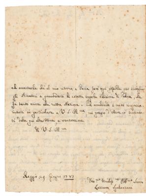 Lot #369 Lazzaro Spallanzani Autograph Letter Signed - Image 2