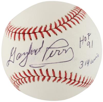 Lot #935 Pitchers: Hunter, Niekro, Perry, and Turley (4) Signed Baseballs - Image 3