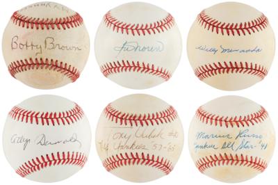 Lot #918 NY Yankees: 1940s-50s Players (6) Signed Baseballs - Image 1