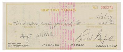 Lot #949 Hoyt Wilhelm Signed Payroll Check - Image 2