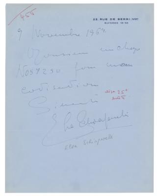 Lot #618 Elsa Schiaparelli Autograph Letter Signed