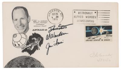 Lot #577 Al Worden's Apollo 15 Crew-Signed Cover - Image 1